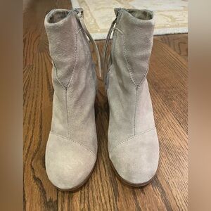 Toms Taupe Suede Booties Side Zip